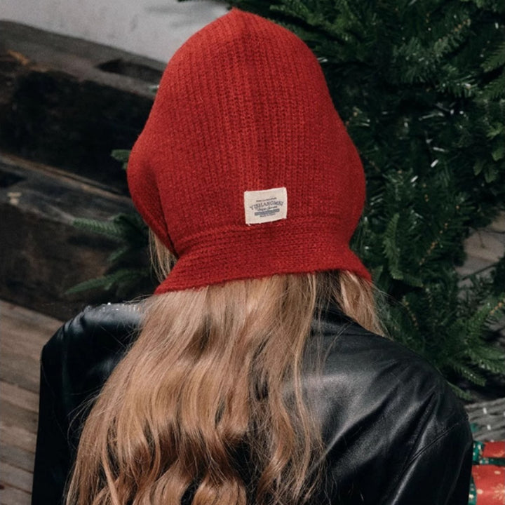 Retro Wool Blend Balaclava Hat with Earmuffs, Pullover Style