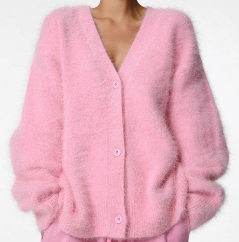 V-Neck Button Cardigan with Loose Fit in 13 Colors