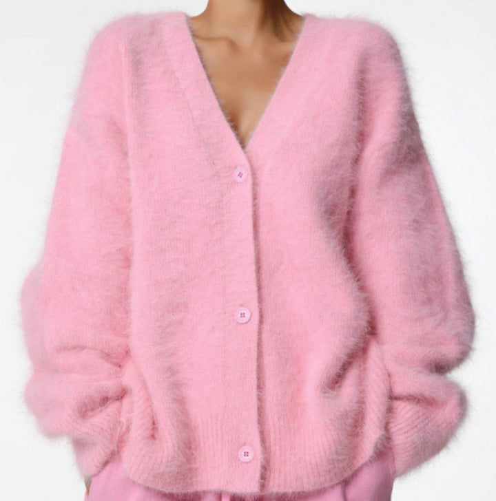 V-Neck Button Cardigan with Loose Fit in 13 Colors