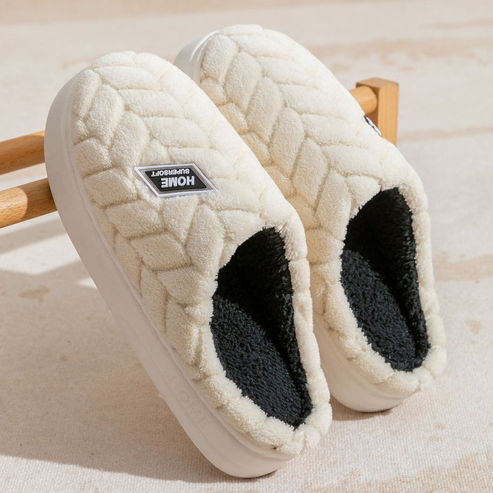 Non-Slip Thick-Soled Plush Slippers for Couples