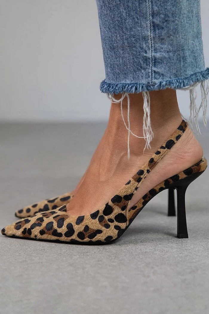 Bailey | Leopard Sling Back Pointed Heels