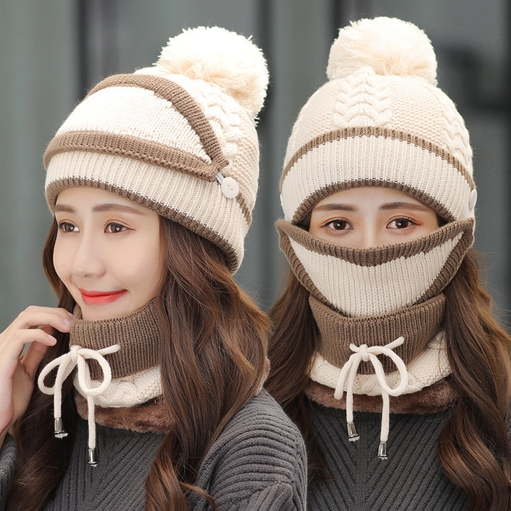 Knit beanie, face mask and neck warmer set