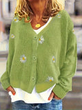 Maribel | Floral Embroidered Button-Front Cardigan