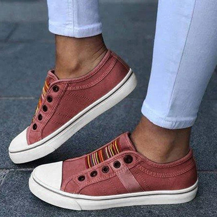 Women's Slip-On Sneakers with Striped Detail