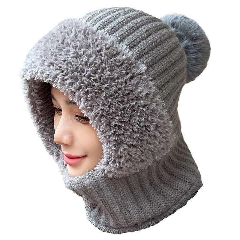 Knit Hooded Scarf, 2-in-1 Hat and Neck Warmer