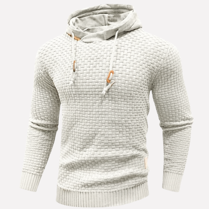 Men's Textured Hoodie with Front Pocket and Drawstring