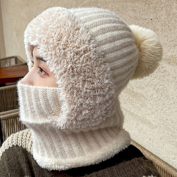 Knit Hooded Scarf, 2-in-1 Hat and Neck Warmer