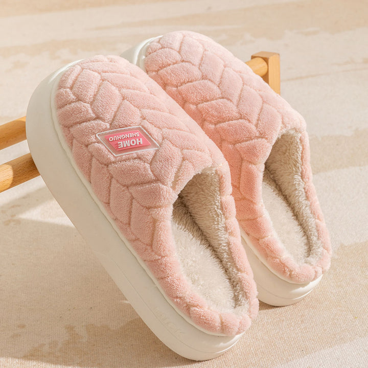 Non-Slip Thick-Soled Plush Slippers for Couples