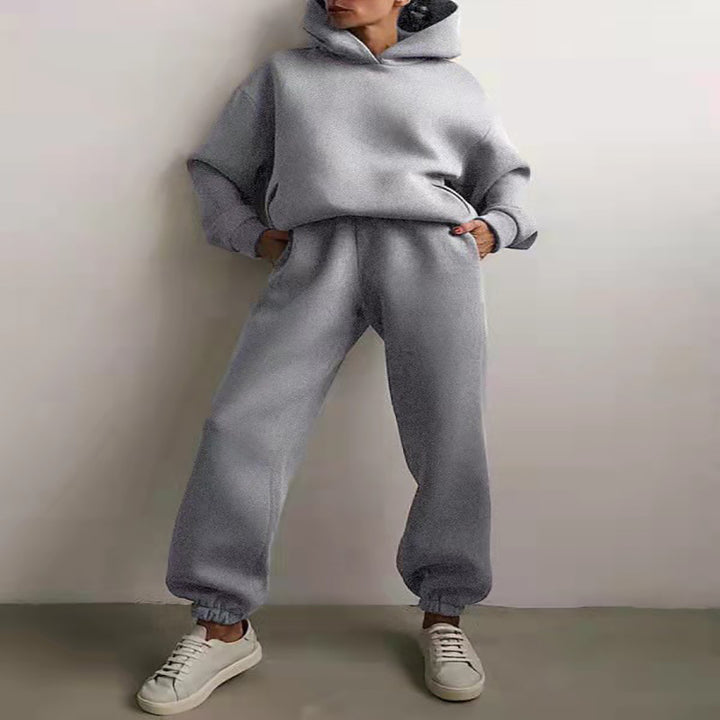 Woman in a matching hoodie sweatsuit