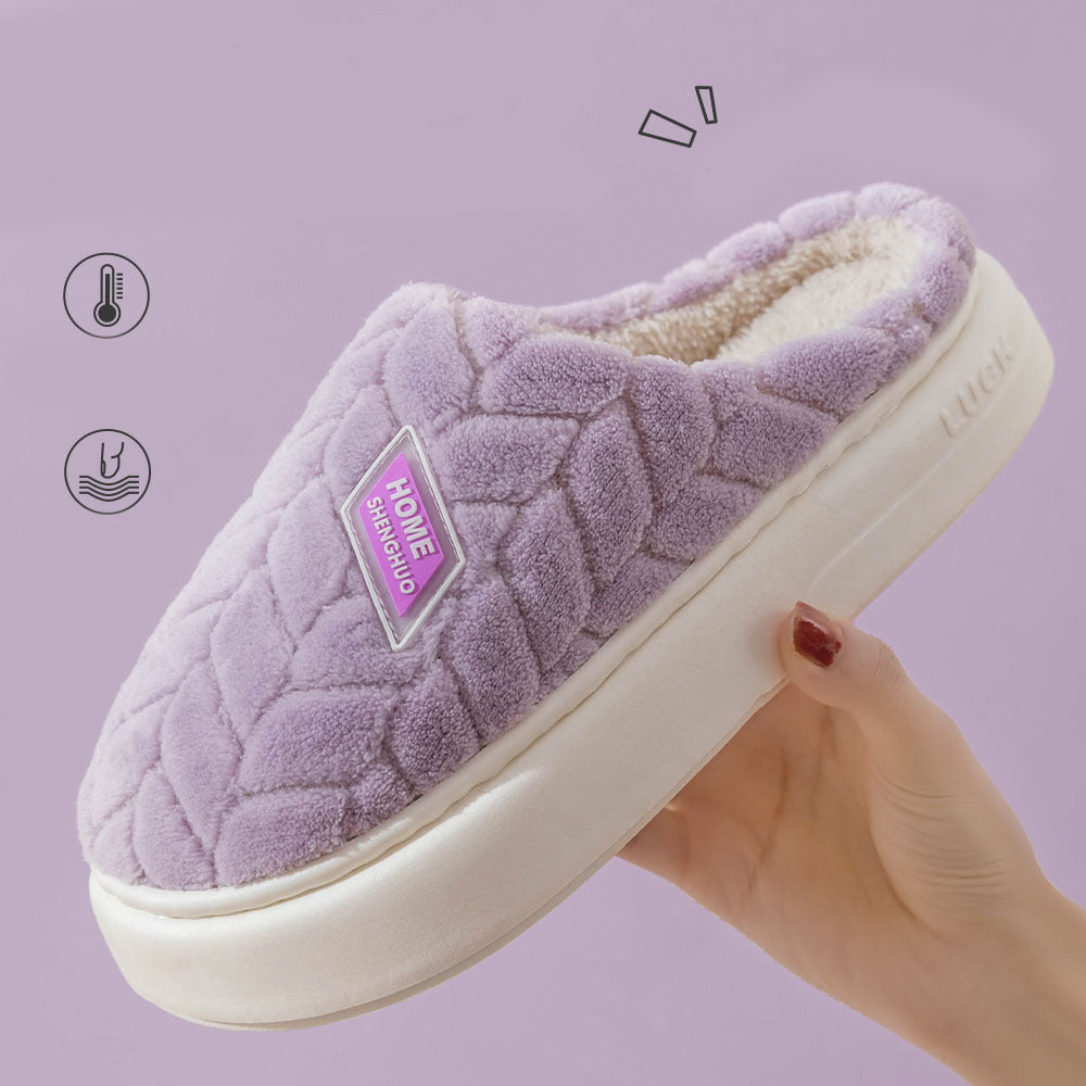 Non-Slip Thick-Soled Plush Slippers for Couples