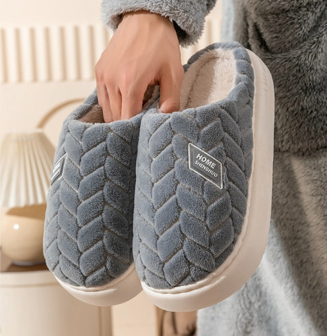 Non-Slip Thick-Soled Plush Slippers for Couples