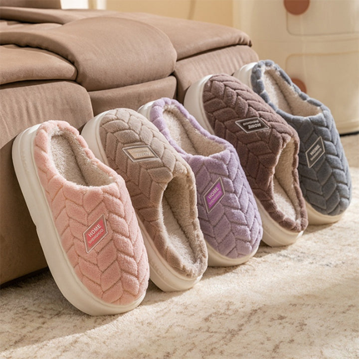 Non-Slip Thick-Soled Plush Slippers for Couples