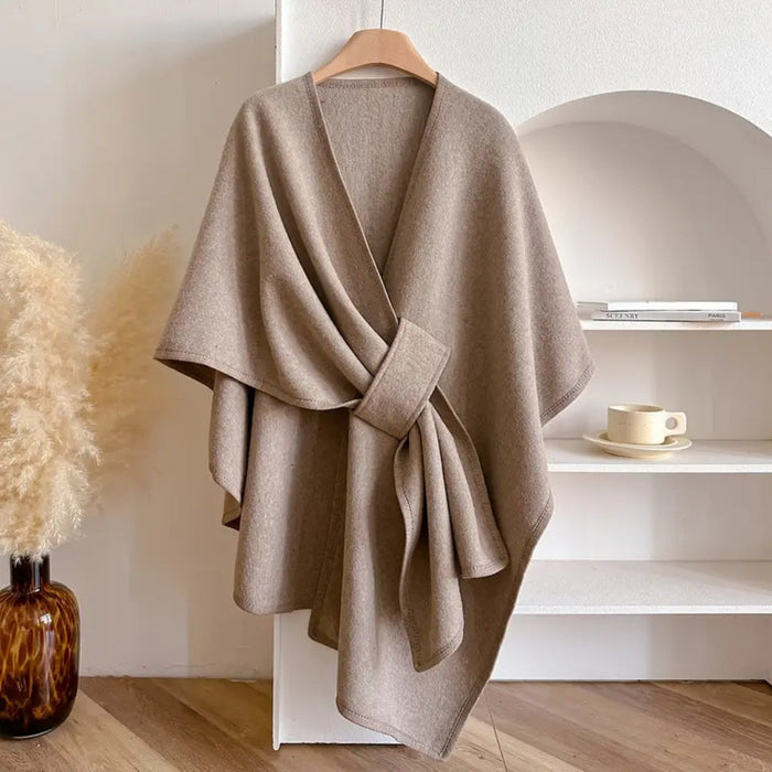 Women's Wrap Shawl Coat with Draped Silhouette