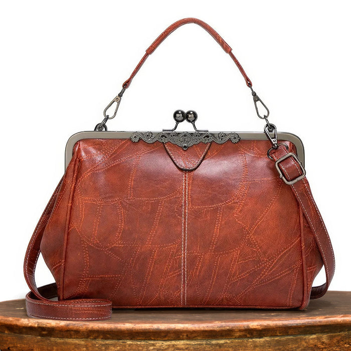 Women's Vintage Frame Handbag with Kiss-Lock Clasp