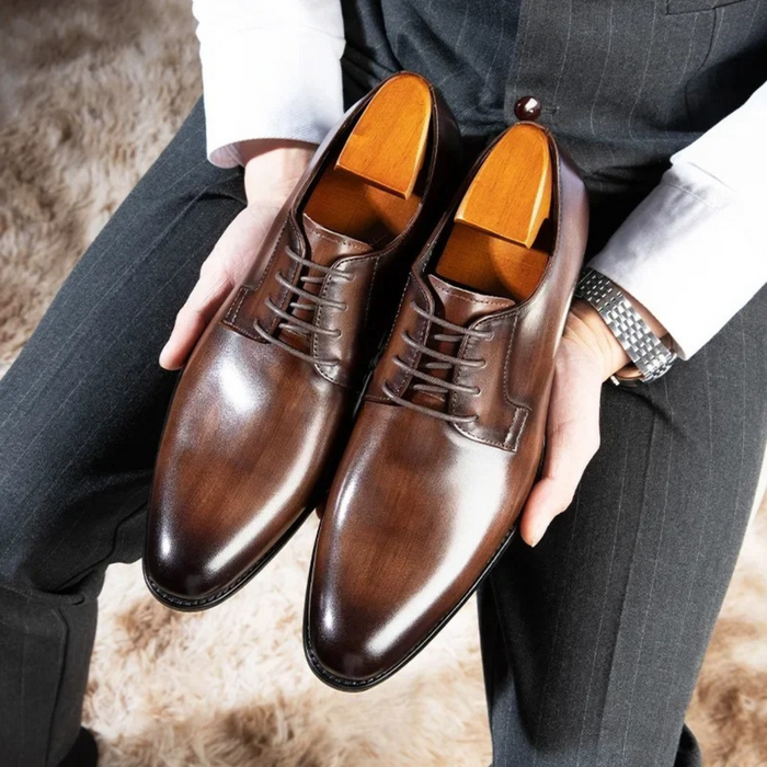 Men's Leather Derby Shoes Lace-Up Dress Shoes
