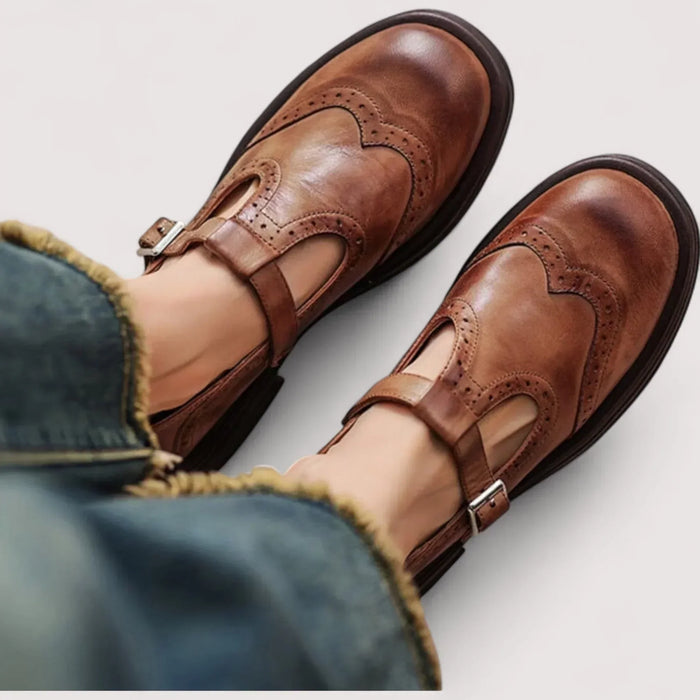 Women's Mary Jane Shoes with Orthopedic Footbed Buckle Strap