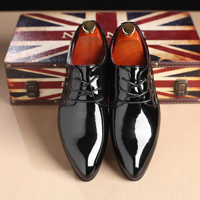 Men's Glossy Patent Derby Shoes Pointed Toe
