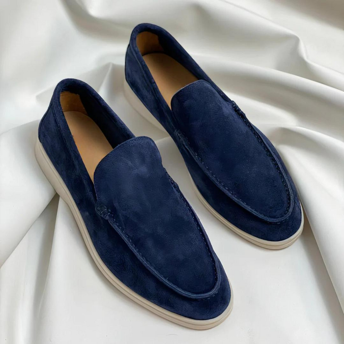 Men's Suede Slip-On Loafers with Contrast Sole