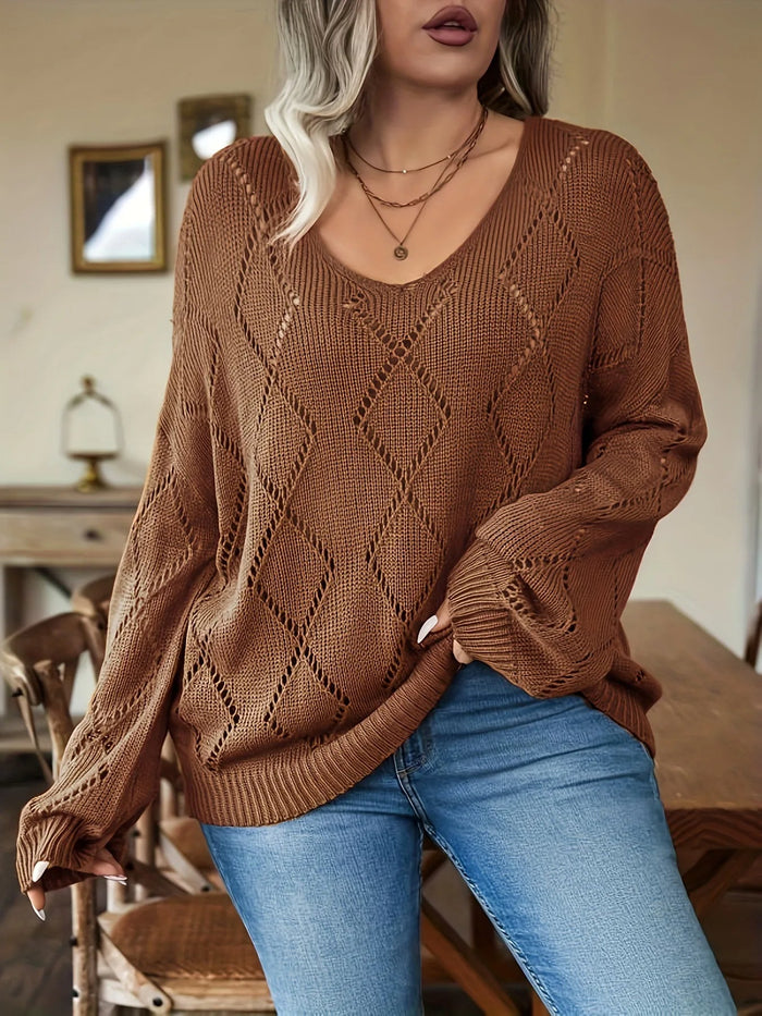 Women's Oversized Openwork Sweater Plus Size