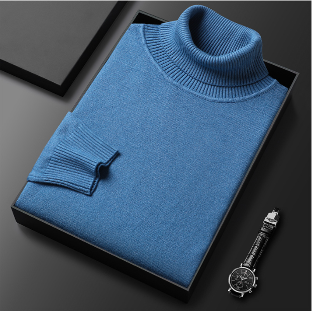 Men's Ribbed Turtleneck Sweater with Relaxed Fit