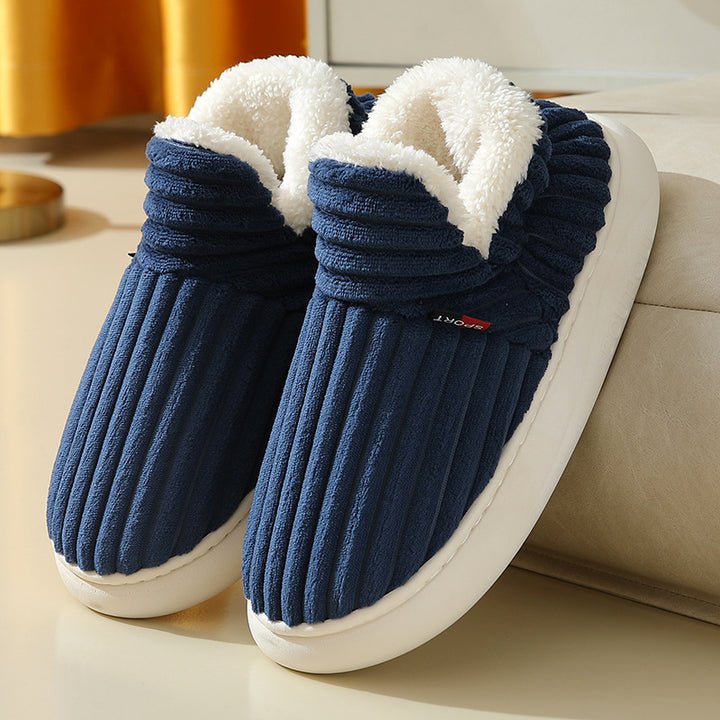 Winter Plush Striped House Slippers, Indoor and Outdoor