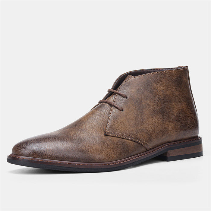 Men's Lace-Up Desert Boots with Stacked Heel