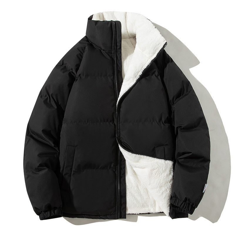 Unisex padded jacket with a stand collar and plush warmth