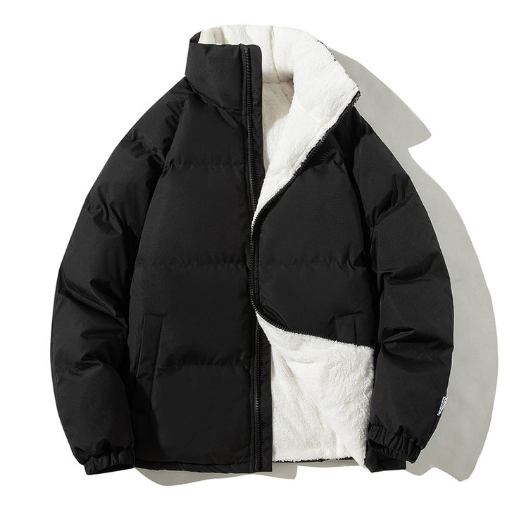 Unisex padded jacket with a stand collar and plush warmth