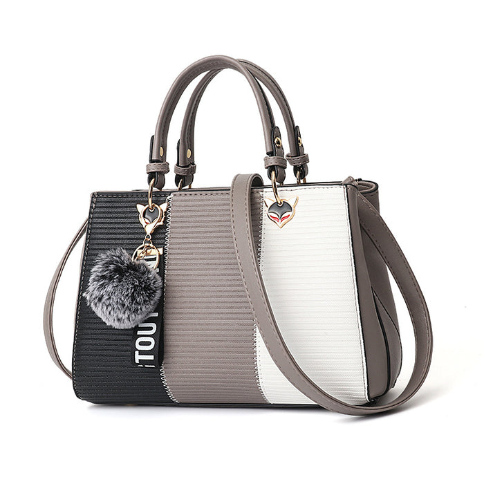 Quinn | Colorblock Handbag with Pom-Pom Charm