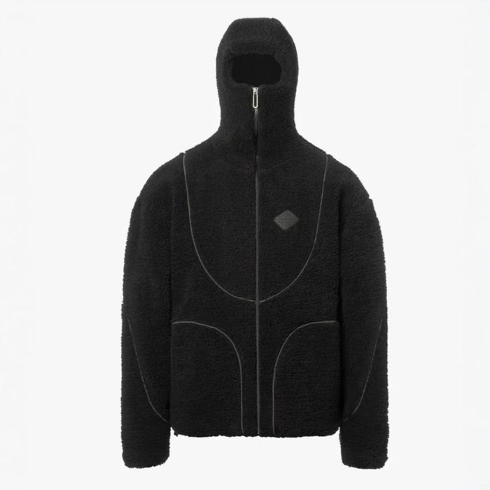 Ryan | Men's Faux Lambswool Hooded Zip Jacket with Patchwork Lines