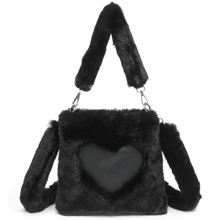 Madison | Fluffy Heart Shoulder Bag with Bunny Ears