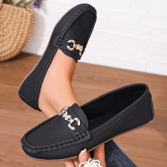 Women's Loafers with Chain Detail and Slip-On Fit