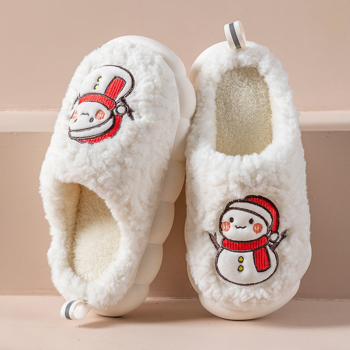 Cute Snowman Slippers, Warm Plush Non-Slip House Shoes