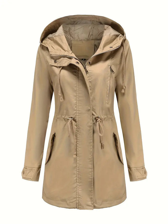 Women's Hooded Parka Water-Resistant Drawstring Waist