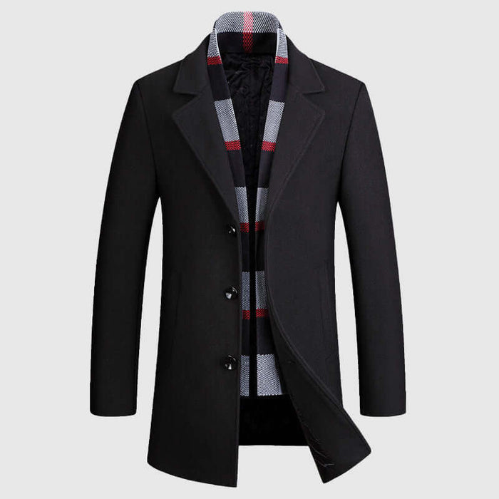 Men's Quilted Shawl Collar Coat with Plaid Interior Lining
