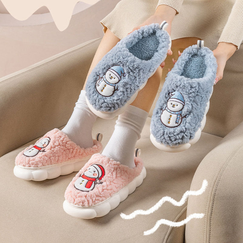 Cute Snowman Slippers, Warm Plush Non-Slip House Shoes
