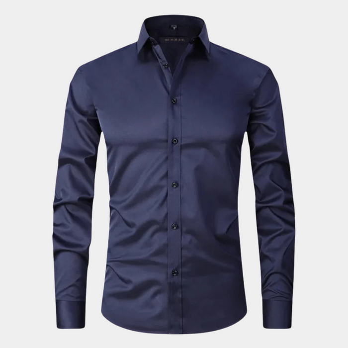 Men's Slim Fit Dress Shirt Long Sleeve Button Front