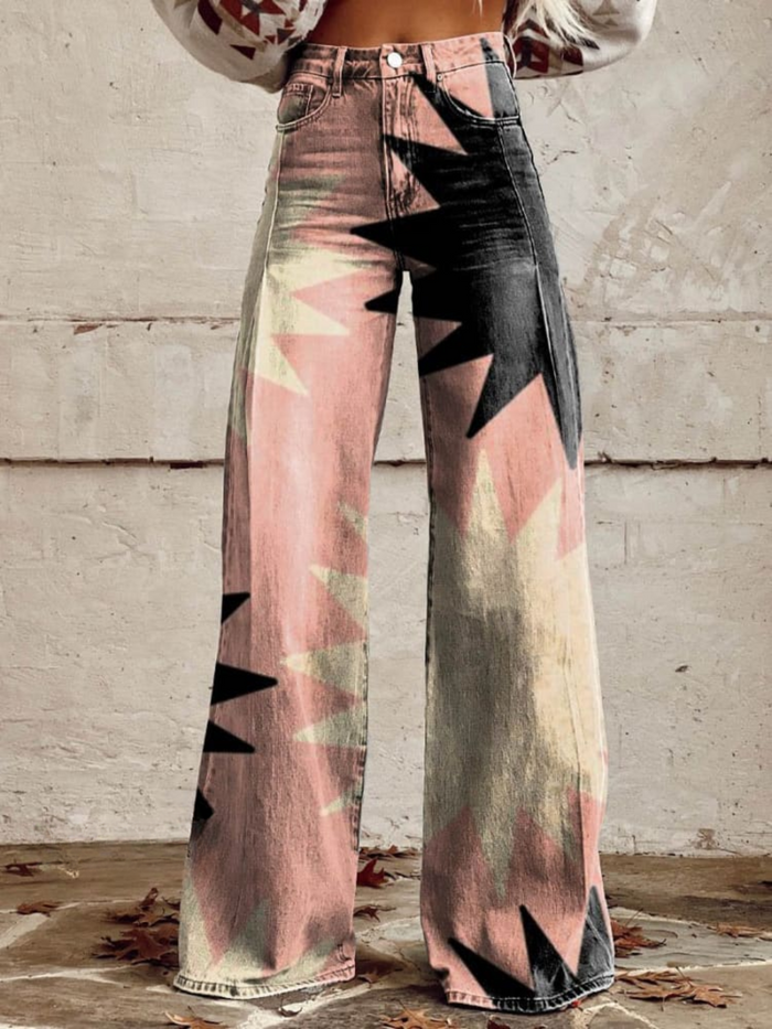 Women's Wide-Leg Pants with Geometric Print