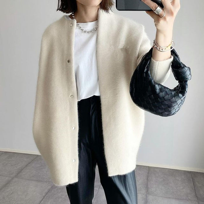 Anna | Button-Up Knit Cardigan with Crew Neck and Relaxed Fit
