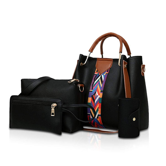 Madison | 4-Piece Faux Leather Handbag Set with Tote and Wristlet