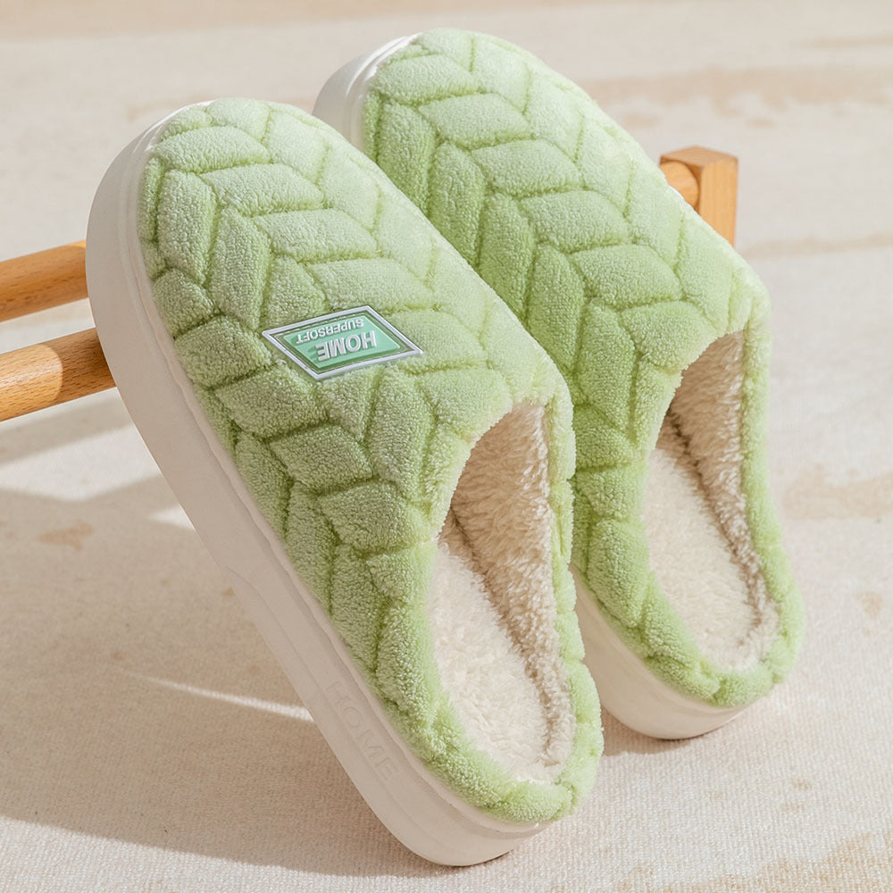 Non-Slip Thick-Soled Plush Slippers for Couples