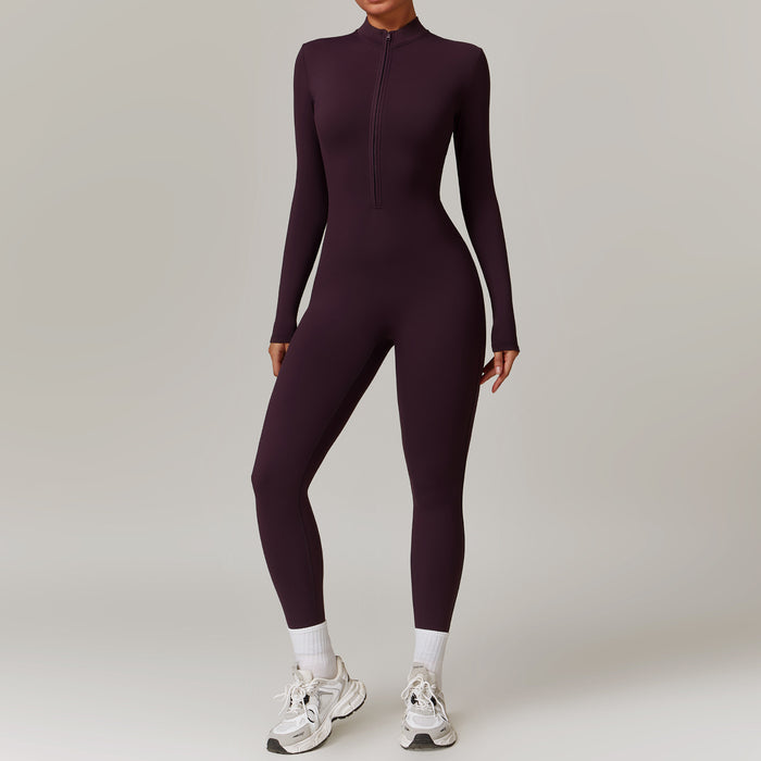 Peyton | Zip-Front Fleece-Lined Yoga Jumpsuit