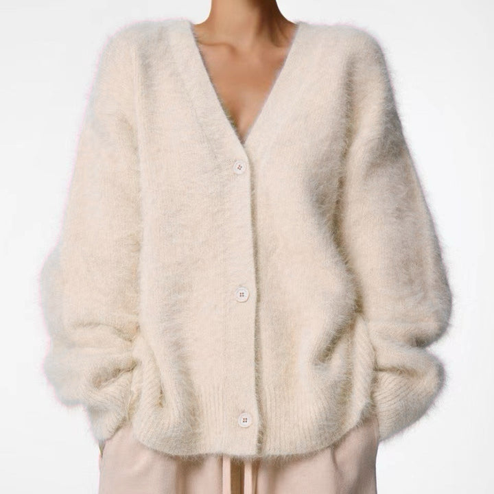 V-Neck Button Cardigan with Loose Fit in 13 Colors