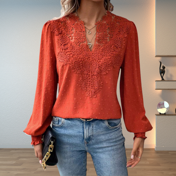 Marlene | Elegant Lace-Trim Blouse