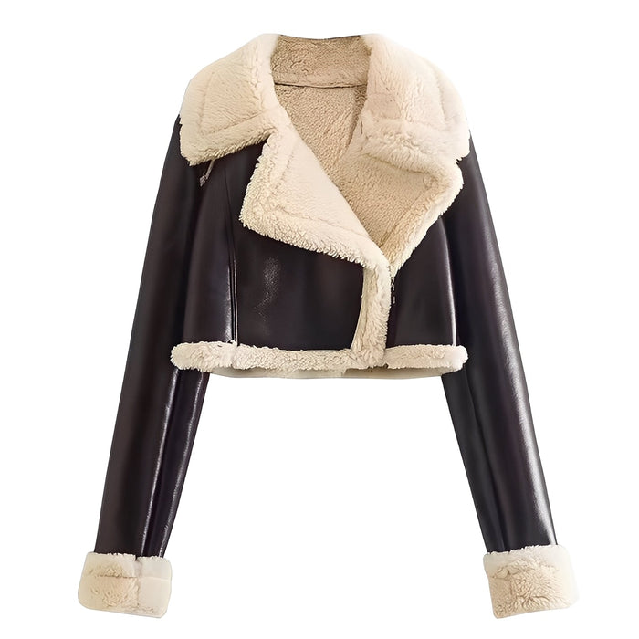 Women's Shearling-Lined Aviator Jacket in Black
