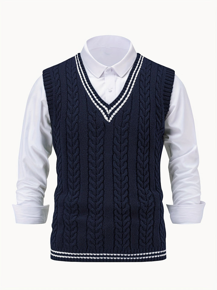 Gideon | Cable-Knit V-Neck Sweater Vest