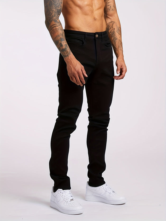 Men's Slim Fit Jeans with Zip Fly and Stretch