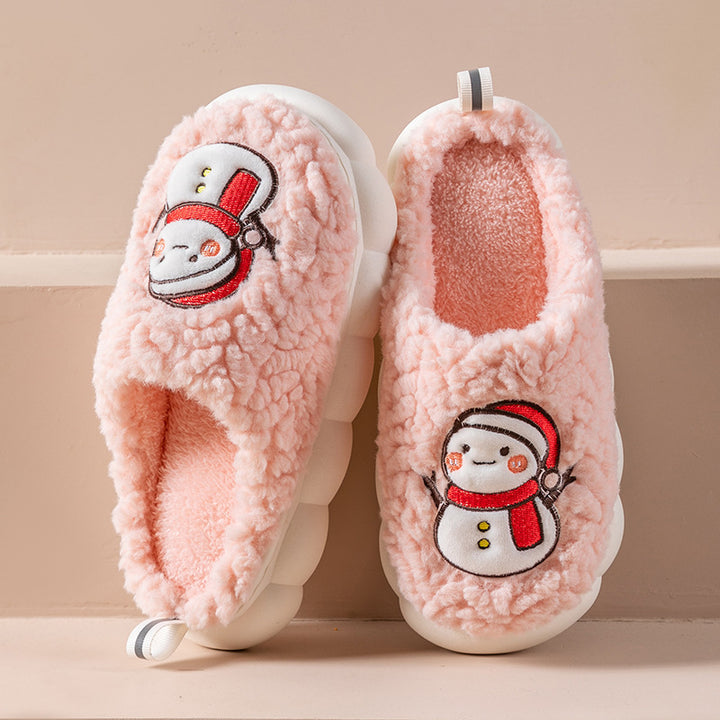 Cute Snowman Slippers, Warm Plush Non-Slip House Shoes