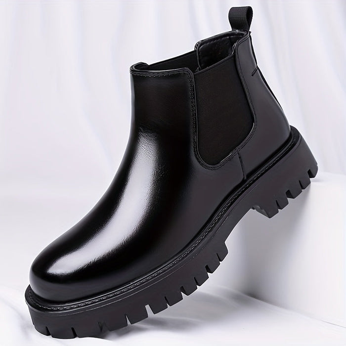 Men's Chelsea Boots with Chunky Lug Sole and Pull Tab