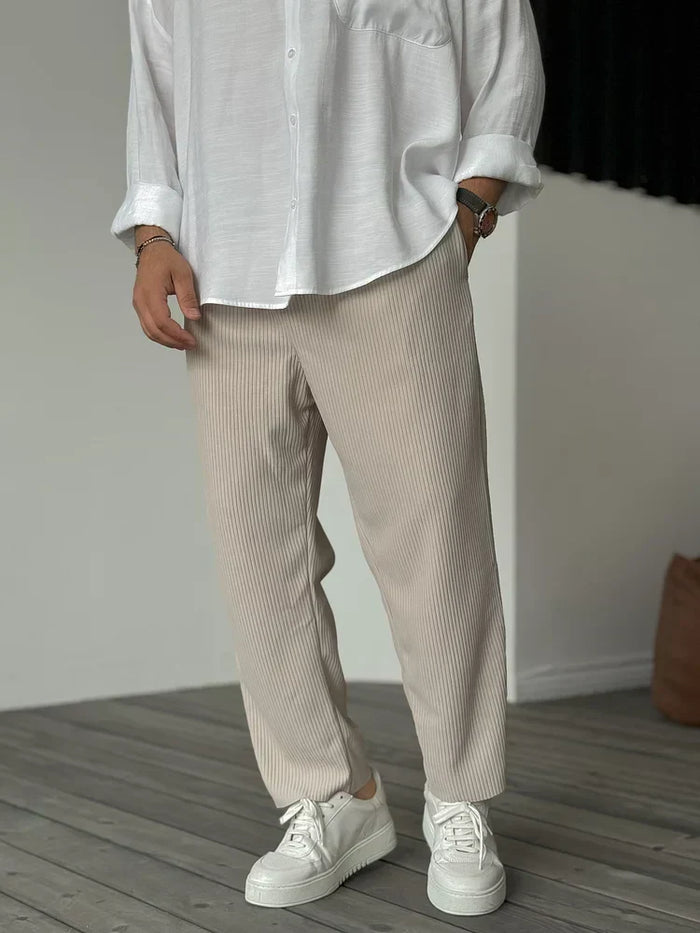 Men's Ribbed Corduroy Pants Relaxed Fit Casual Style
